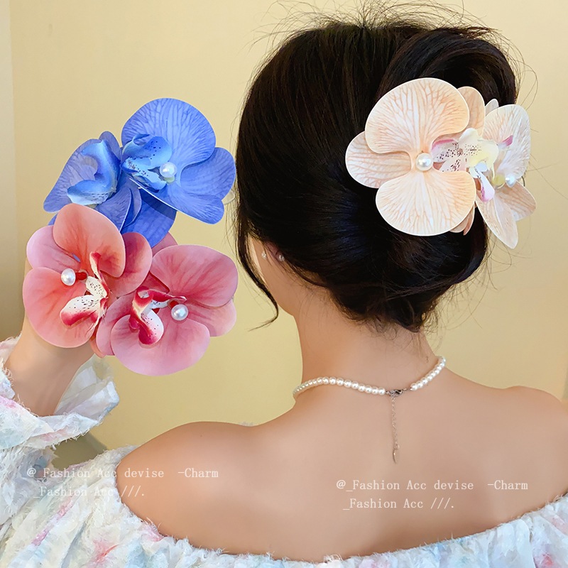 Vải Hoa Ngọc Trai Vịt Mỏ Kẹp Xuân Hè Bên Bờ Biển Ngày Lễ Phong Cách Kẹp Tóc Nhẹ Nhàng Thanh Lịch Khí Chất Phụ Kiện Tóc Người Phụ Nữ