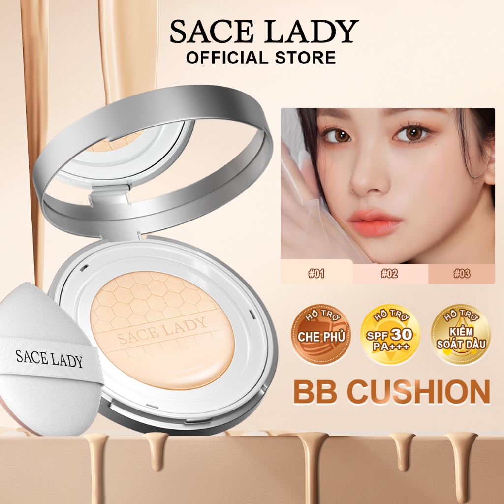 Cushion SACE LADY Phấn Nước Kem Nền Chống Thấm Nước Kiểm Soát Dầu Lâu Trôi  Chống Nắng Tự Nhiên SPF30/PA+++10g | Shopee Việt Nam