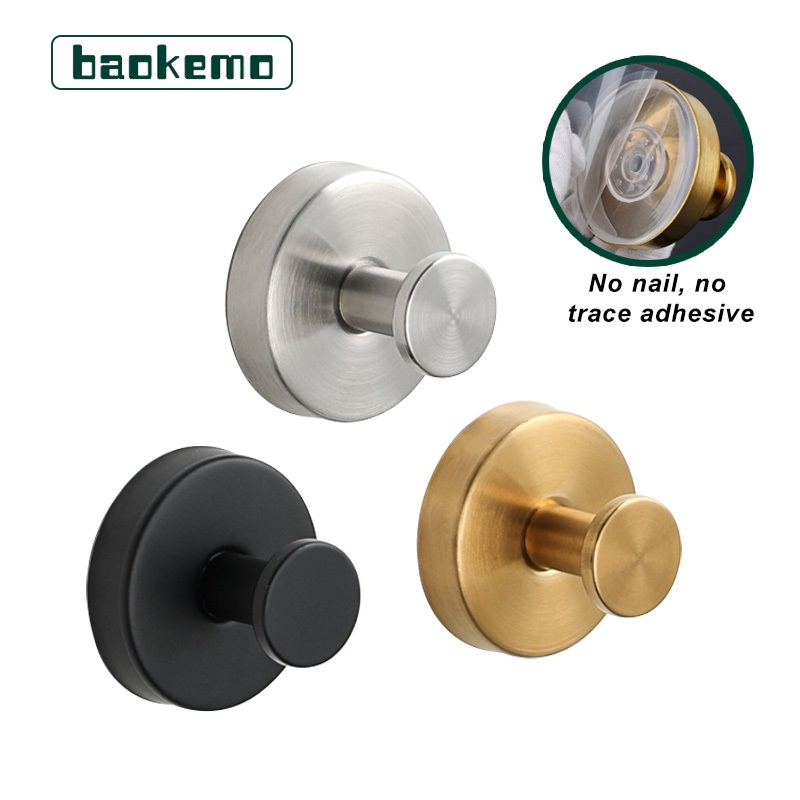 Móc cốc hút bằng thép không gỉ Baokemo Móc treo tường không khoan để tắm, phòng tắm, nhà bếp hút chân không cốc móc