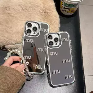 Dành Cho iPhone16 15 Pro Max Vòng Tay Gương Thời Trang Vỏ Silicon Kim Cương Giả Tương Thích Cho iPhone 14 Plus 13 12 Mini 11 XS XR 7 + 8 + Vỏ Bảo Vệ Mặt Sau Co
