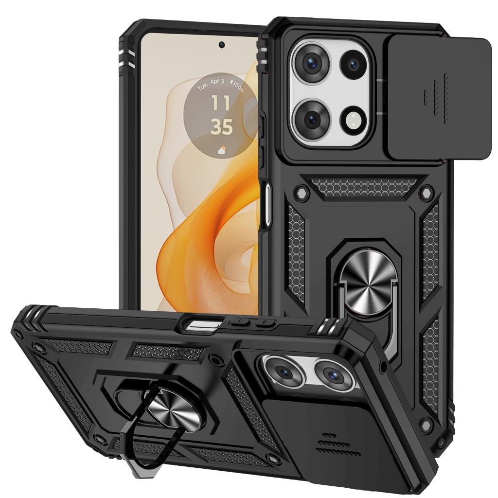 Dành Cho Motorola Moto G 5G 2025 / G 4G 2024 / One 5G Ace 2022 / G Play 2023 Ốp Lưng Chống Sốc Giá Đỡ Nhẫn PC Cứng Vỏ Giáp Điện Thoại