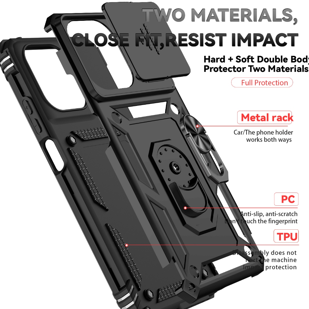 Dành Cho Motorola Moto G 5G 2025 / G 4G 2024 / One 5G Ace 2022 / G Play 2023 Ốp Lưng Chống Sốc Giá Đỡ Nhẫn PC Cứng Vỏ Giáp Điện Thoại
