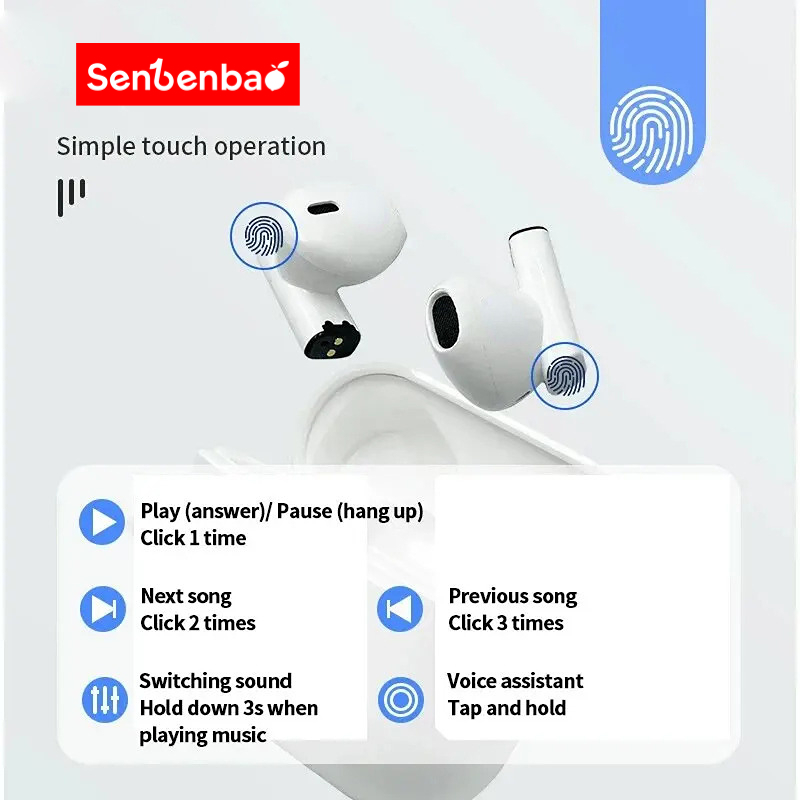 Tai nghe Bluetooth không dây SenbenbaoTWS Pro 5S Tai nghe thể thao HiFi Stereo Chống nước Tai nghe chơi game