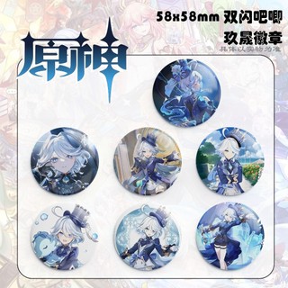 Trò Chơi Genshin Tác Động Furina Trâm Ba Lô Để Bàn Kim Loại Huy Hiệu Nút Cài Áo Cosplay Bộ Sưu Tập Đồ Chơi Túi Trang Trí Quà Tặng