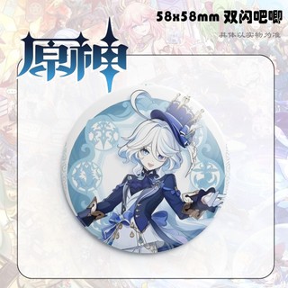 Trò Chơi Genshin Tác Động Furina Trâm Ba Lô Để Bàn Kim Loại Huy Hiệu Nút Cài Áo Cosplay Bộ Sưu Tập Đồ Chơi Túi Trang Trí Quà Tặng