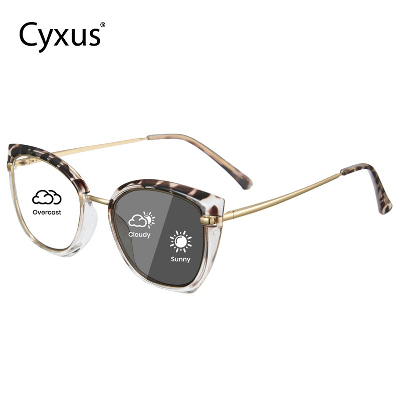 Cyxus Mắt Kính Đổi Màu Thông Minh Gọng Mắt Mèo Y2K Chống Ánh Sáng Xanh Giảm Mỏi Mắt Bảo Vệ Tia UV400 8248