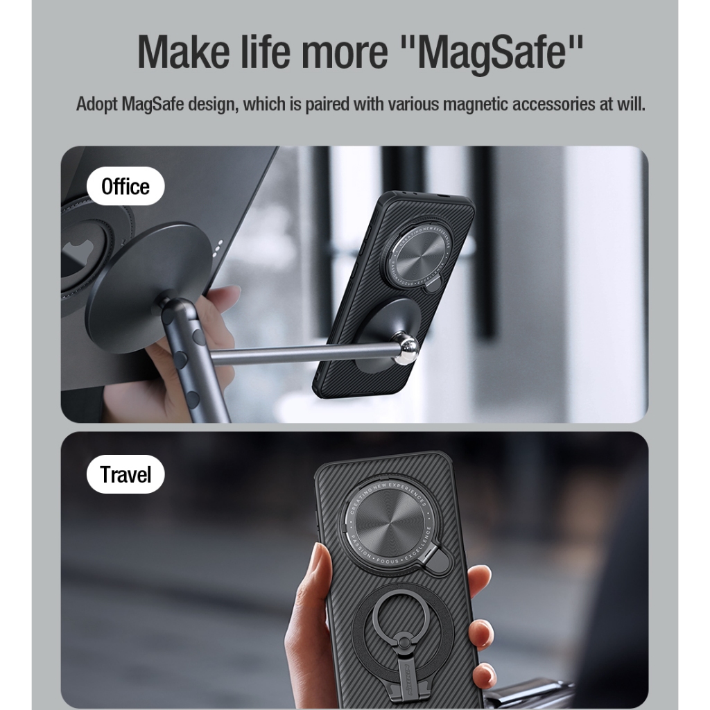 Nillkin Cho Honor Magic 7 Pro / Magic 6 Pro Camshield ProP PC TPU Chống Sốc Bảo Vệ Từ Tính Ống Kính Máy Ảnh Chân Đế Ốp Lưng Cứng Vỏ Điện Thoại