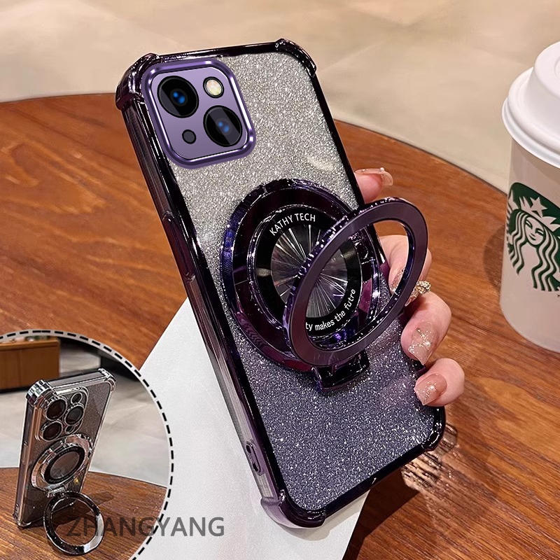 Ốp Lưng Cho iPhone 13 iPhone 13 Pro iPhone 13 Pro Max Bốn Góc Chống Rơi Mạ Điện Ốp Điện Thoại Thẩm Mỹ Giấy Lấp Lánh Thiết Kế Mới Giá Đỡ Điện Thoại TPU Mềm