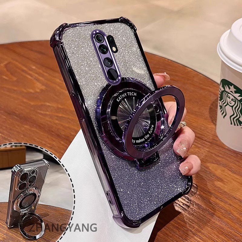 Ốp Lưng Cho OPPO A5 2020 A9 2020 Ốp Điện Thoại Mạ Điện Bốn Góc Chống Rơi Thẩm Mỹ Giấy Lấp Lánh Thiết Kế Mới Giá Đỡ Điện Thoại TPU Mềm