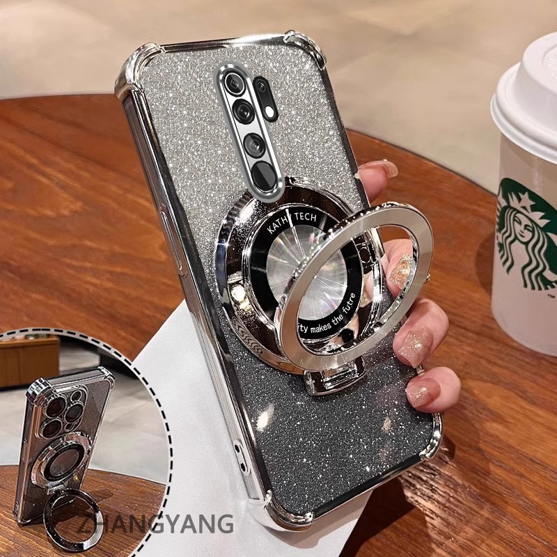 Ốp Lưng Cho OPPO A5 2020 A9 2020 Ốp Điện Thoại Mạ Điện Bốn Góc Chống Rơi Thẩm Mỹ Giấy Lấp Lánh Thiết Kế Mới Giá Đỡ Điện Thoại TPU Mềm