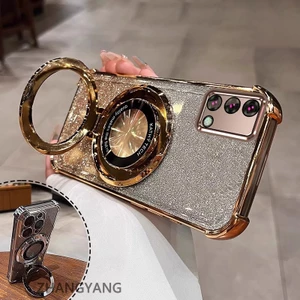 Ốp Lưng Cho OPPO A74 4G A95 4G Vỏ Điện Thoại Mạ Điện Bốn Góc Chống Rơi Thẩm Mỹ Giấy Lấp Lánh Thiết Kế Mới Giá Đỡ Điện Thoại TPU Mềm