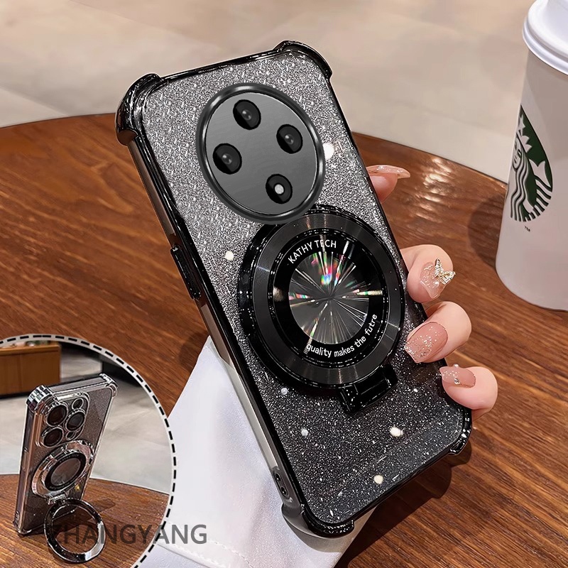 Ốp Lưng Cho OPPO reno 12F 5G Bốn Góc Chống Rơi Mạ Điện Thoại Thẩm Mỹ Giấy Lấp Lánh Thiết Kế Mới Giá Đỡ Điện Thoại TPU Mềm Trường Hợp