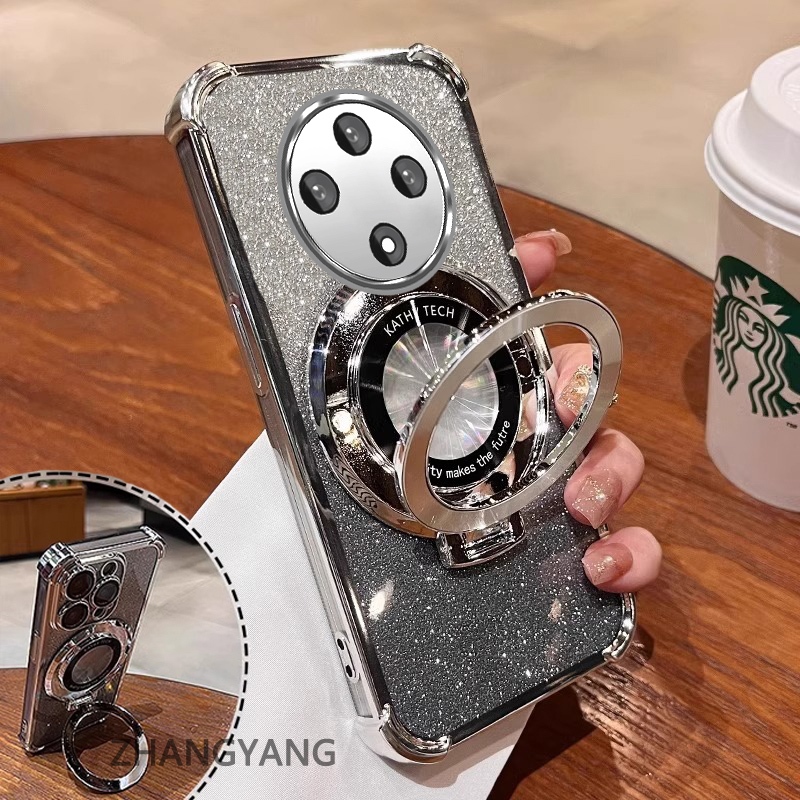 Ốp Lưng Cho OPPO reno 12F 5G Bốn Góc Chống Rơi Mạ Điện Thoại Thẩm Mỹ Giấy Lấp Lánh Thiết Kế Mới Giá Đỡ Điện Thoại TPU Mềm Trường Hợp