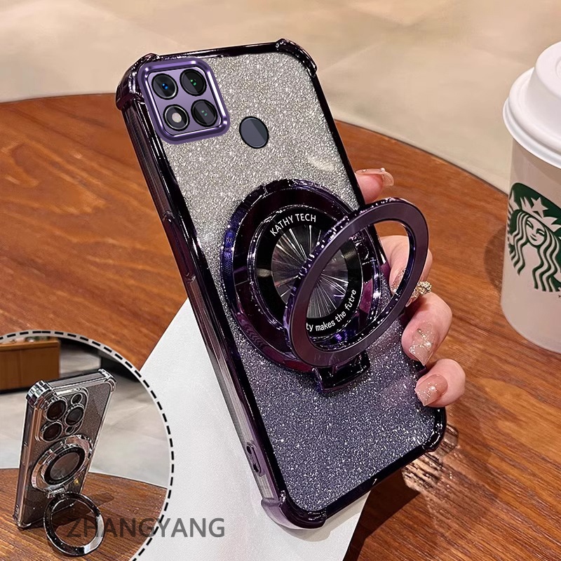 Ốp Lưng Cho Redmi 9c 10A Bốn Góc Chống Rơi Mạ Điện Ốp Lưng Thẩm Mỹ Giấy Lấp Lánh Thiết Kế Mới Giá Đỡ Điện Thoại TPU Mềm Trường Hợp