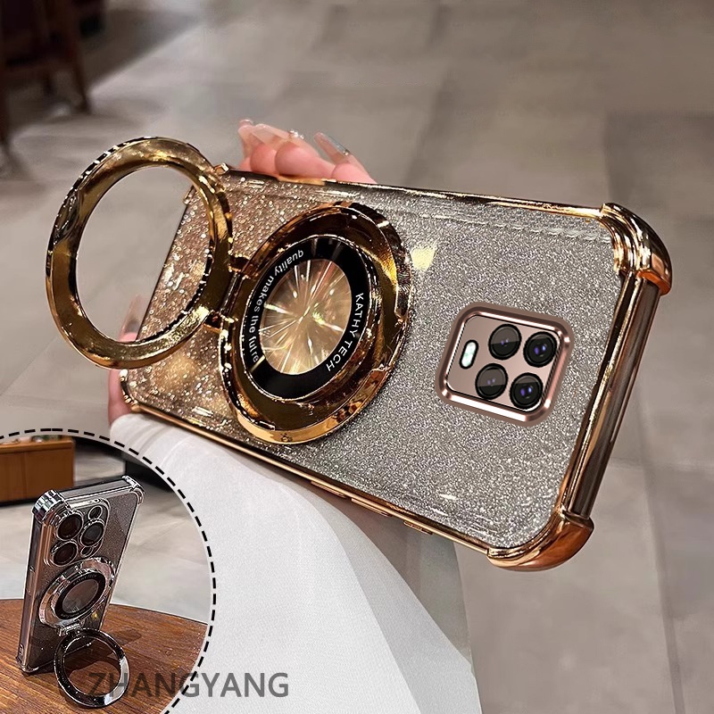 Ốp Lưng Cho Redmi note 9s note 9 Pro Bốn Góc Chống Rơi Mạ Điện Thoại Thẩm Mỹ Giấy Lấp Lánh Thiết Kế Mới Giá Đỡ Điện Thoại TPU Mềm case