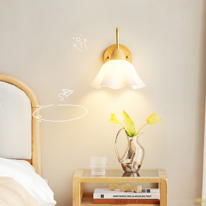 Pin sạc không dây Đèn tường hoa, Đèn treo tường bằng gỗ có thể điều chỉnh độ sáng màu Rgb, Phòng ngủ Phòng khách Khách sạn Đèn chiếu sáng trang trí