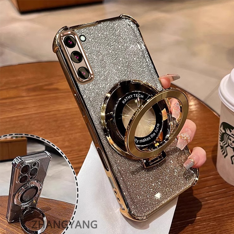 Ốp Lưng Dành Cho Samsung S20 fe S20 plus S20 Ultra Bốn Góc Chống Rơi Mạ Điện Thoại Thẩm Mỹ Giấy Lấp Lánh Thiết Kế Mới Giá Đỡ Điện Thoại TPU Mềm case