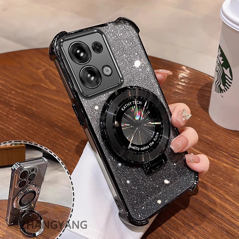 Ốp Lưng Cho Redmi note 13 note 13 Pro Vỏ Điện Thoại Mạ Điện Bốn Góc Chống Rơi Thẩm Mỹ Giấy Lấp Lánh Thiết Kế Mới Giá Đỡ Điện Thoại TPU Mềm case