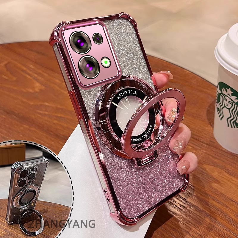 Ốp Lưng Cho Redmi note 13 note 13 Pro Vỏ Điện Thoại Mạ Điện Bốn Góc Chống Rơi Thẩm Mỹ Giấy Lấp Lánh Thiết Kế Mới Giá Đỡ Điện Thoại TPU Mềm case