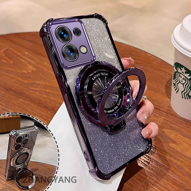 Ốp Lưng Cho Redmi note 13 note 13 Pro Vỏ Điện Thoại Mạ Điện Bốn Góc Chống Rơi Thẩm Mỹ Giấy Lấp Lánh Thiết Kế Mới Giá Đỡ Điện Thoại TPU Mềm case