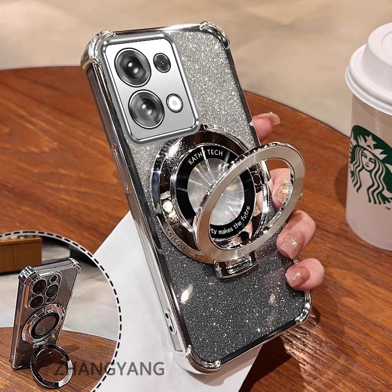 Ốp Lưng Cho Redmi note 13 note 13 Pro Vỏ Điện Thoại Mạ Điện Bốn Góc Chống Rơi Thẩm Mỹ Giấy Lấp Lánh Thiết Kế Mới Giá Đỡ Điện Thoại TPU Mềm case
