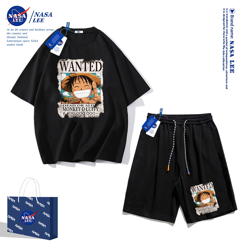 Bộ đồ thể thao nam 2025, áo thun ngắn tay Nasa, mẫu mùa hè, quần short vải cotton dáng rộng, phong cách đơn giản hiện đại, phù hợp cho cả nam và nữ