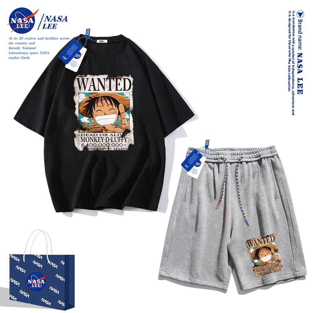 Bộ đồ thể thao nam 2025, áo thun ngắn tay Nasa, mẫu mùa hè, quần short vải cotton dáng rộng, phong cách đơn giản hiện đại, phù hợp cho cả nam và nữ