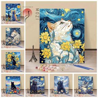 MOZI ✨40 * 50cm / 30 * 40cm tranh tô màu theo số Van Gogh Đêm đầy sao, tranh sơn dầu số hóa, tranh tô màu theo yêu cầu