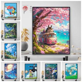 MOZI ✨40 * 50cm / 30 * 40cm Hayao Miyazaki tranh số hóa tranh tô màu theo số tranh sơn dầu số hoá bộ tô màu theo số tranh sơn dầu số hoá tranh số hóa theo yêu cầu tranh tô màu theo số theo yêu cầu