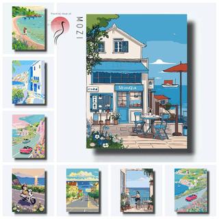 MOZI ✨40 * 50cm / 30 * 40cm bờ biển mùa hè tranh số hóa tranh tô màu theo số tranh sơn dầu số hoá bộ tô màu theo số tranh sơn dầu số hoá tranh số hóa theo yêu cầu tranh tô màu theo số theo yêu cầu
