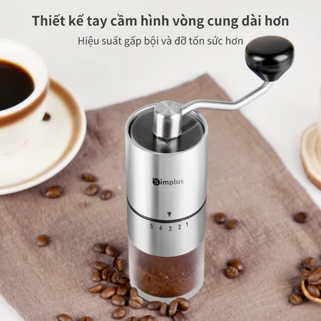 Simplus Máy xay hạt cà phê Cầm tay, Xay thủ công 20g Màu Inox MDJH002