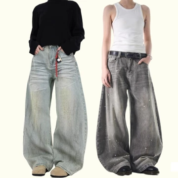 Quần Jean Baggy Uốn Dao Quần Jean Quần Retro Quần Jean Ống Rộng Ôm Vừa Quần Jean Rời Quần Jean Thẳng Quần Jean