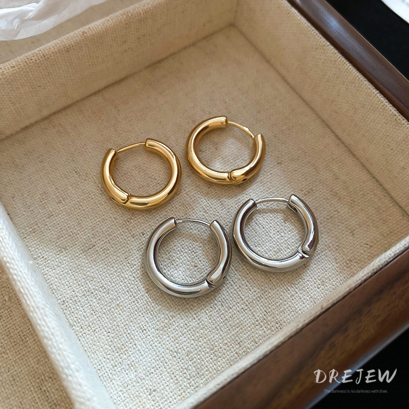 Ảnh Drejew Ánh Sáng Âu Mỹ Sang Trọng Tròn Bóng Khóa Tai retro Thời Trang Bông Tai Nữ Cá Tính Đa Năng Bông Tai 2