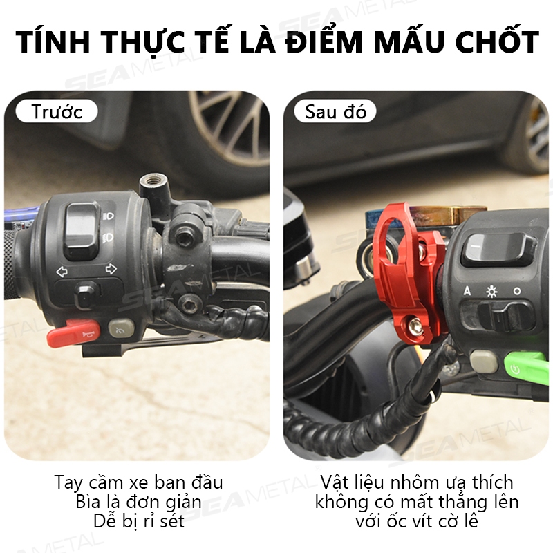 móc xe máy treo đồ SEAMETAL Mũ bảo hiểm xe máy Móc đa năng Hợp kim nhôm Túi hành lý Móc