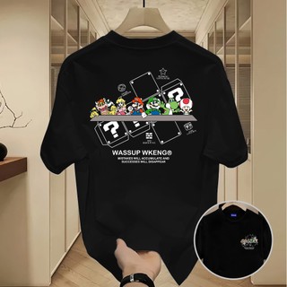 ✨Hàng có sẵn✨WASSUP Super Mario -Áo thun nam mới! 100% cotton, thời trang, Unisex