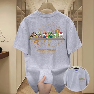 ✨Hàng có sẵn✨WASSUP Super Mario -Áo thun nam mới! 100% cotton, thời trang, Unisex