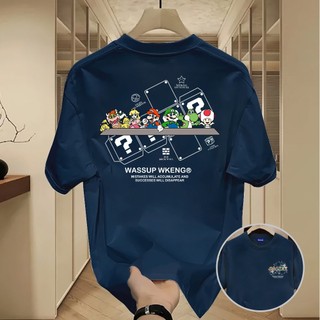 ✨Hàng có sẵn✨WASSUP Super Mario -Áo thun nam mới! 100% cotton, thời trang, Unisex