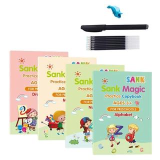 Miễn phí nạp lại Sách sao chép học tập có thể tái sử dụng Trẻ em Viết ma thuật 4in1 Số toán Bảng chữ cái Vẽ