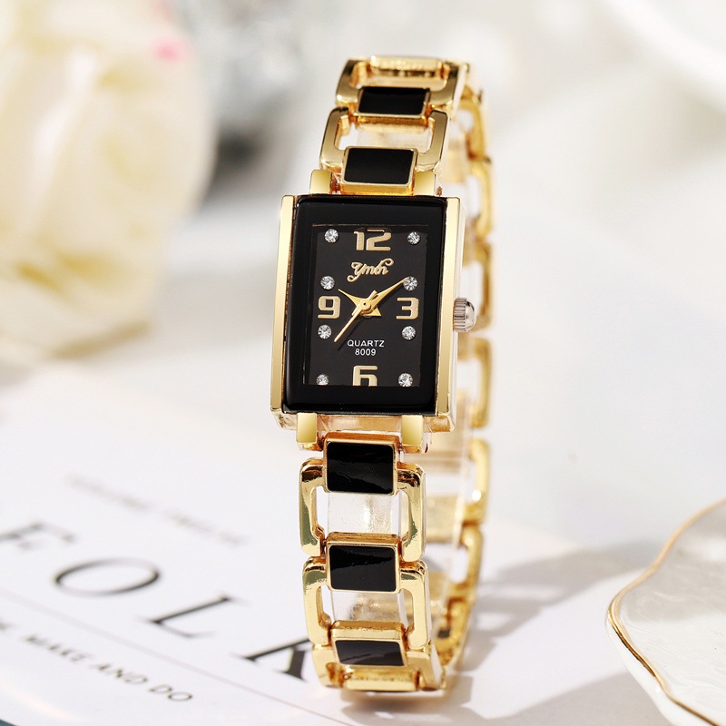 Đồng hồ nữ Đồng hồ vuông thông thường Vòng tay gốm kim cương chấm kỹ thuật số thông thường Đồng hồ đeo tay đơn giản