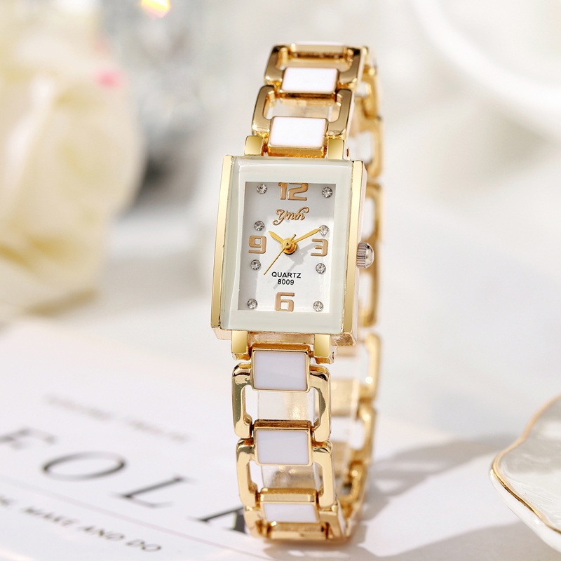 Đồng hồ nữ Đồng hồ vuông thông thường Vòng tay gốm kim cương chấm kỹ thuật số thông thường Đồng hồ đeo tay đơn giản