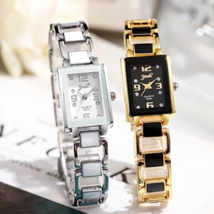 Đồng hồ nữ Đồng hồ vuông thông thường Vòng tay gốm kim cương chấm kỹ thuật số thông thường Đồng hồ đeo tay đơn giản
