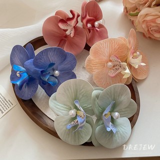 Drejew Smudged vải hoa ngọc trai kẹp tóc đa năng cao cấp mỏ vịt kẹp ngọt ngào niche phụ kiện tóc thời trang