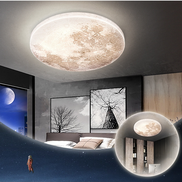 Đèn trần mặt trăng, Đèn chùm Led có thể điều chỉnh độ sáng 3D, Phòng ngủ Phòng khách Phòng trẻ em Mặt dây chuyền trang trí