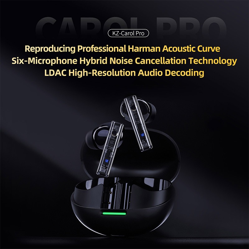 Kz Carol Pro Nâng cấp Tai nghe Bluetooth giảm tiếng ồn chủ động với chất lượng âm thanh HiFi ANC Giảm tiếng ồn