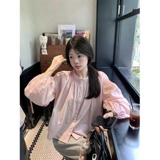 Áo sơ mi nữ dài tay dáng rộng phong cách Hàn Quốc