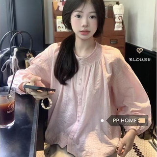 Áo sơ mi nữ dài tay dáng rộng phong cách Hàn Quốc
