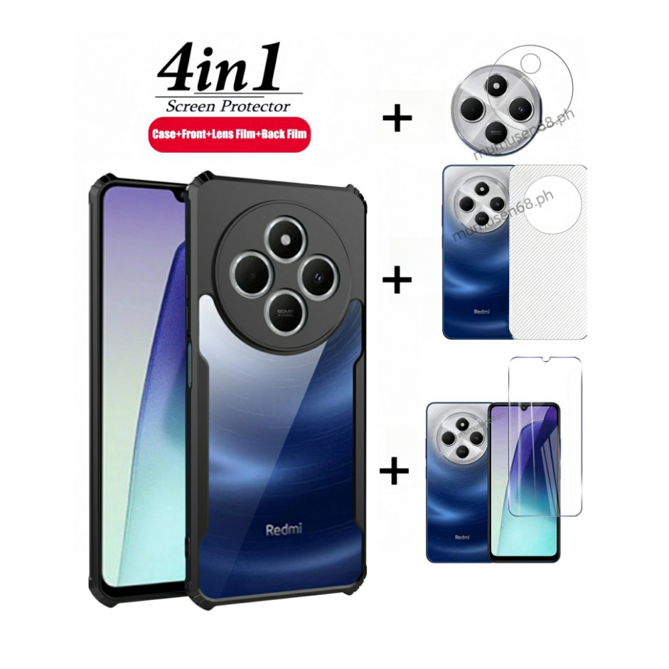 [Hàng có sẵn] Ốp điện thoại di động chống rơi 4IN1 Redmi 14C / Poco C75 cho Redmi A4 / Poco C75 Phim bảo vệ màn hình + phim ống kính + phim mặt sau