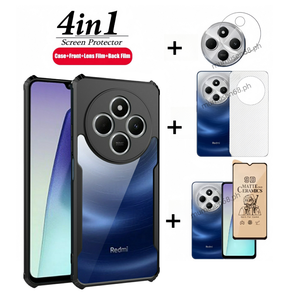 [Hàng có sẵn] Ốp điện thoại di động chống rơi 4IN1 Redmi 14C / Poco C75 cho Redmi A4 / Poco C75 Phim bảo vệ màn hình + phim ống kính + phim mặt sau