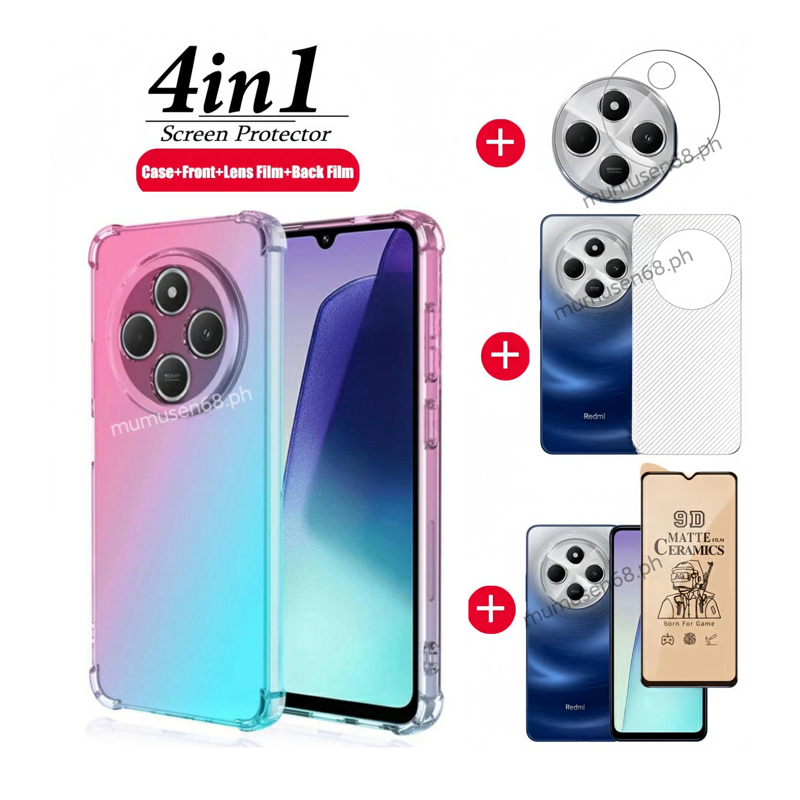 [Hàng có sẵn] 4in1 Redmi 14C / poco C75 Vỏ điện thoại di động chống rơi màu Gradient cho Redmi A3 / Poco C61 Phim bảo vệ màn hình gốm + phim ống kính + phim mặt sau