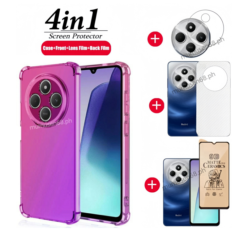 [Hàng có sẵn] 4in1 Redmi 14C / poco C75 Vỏ điện thoại di động chống rơi màu Gradient cho Redmi A3 / Poco C61 Phim bảo vệ màn hình gốm + phim ống kính + phim mặt sau